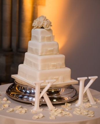 Elegant white spring wedding Edinburgh, wedding cake - photo credit ABM Photography 