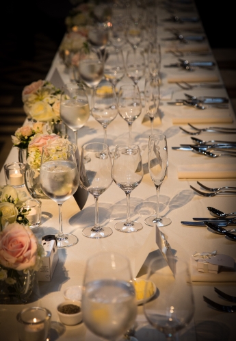 Elegant white spring wedding Edinburgh, table decorations - photo credit ABM Photography 