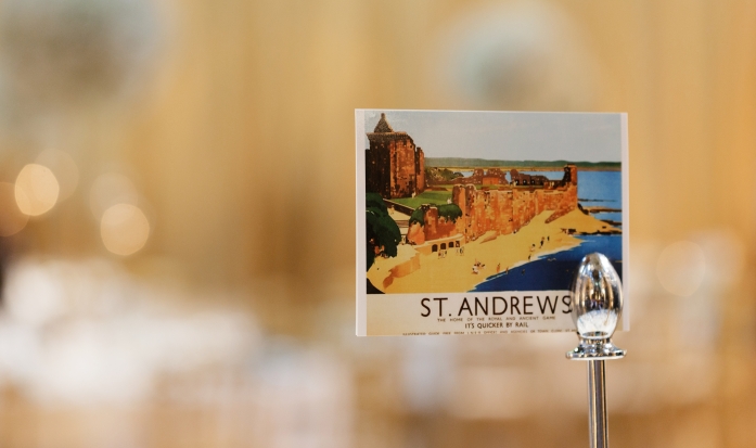 Wedding table names ideas- postcards from Scottish towns | Photo credit Blue Sky Photography 